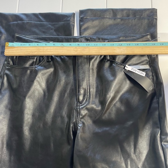 Stitch Star Black High Rise Flare Vegan Leather Pants, Size 16, NWT - Picture 6 of 7